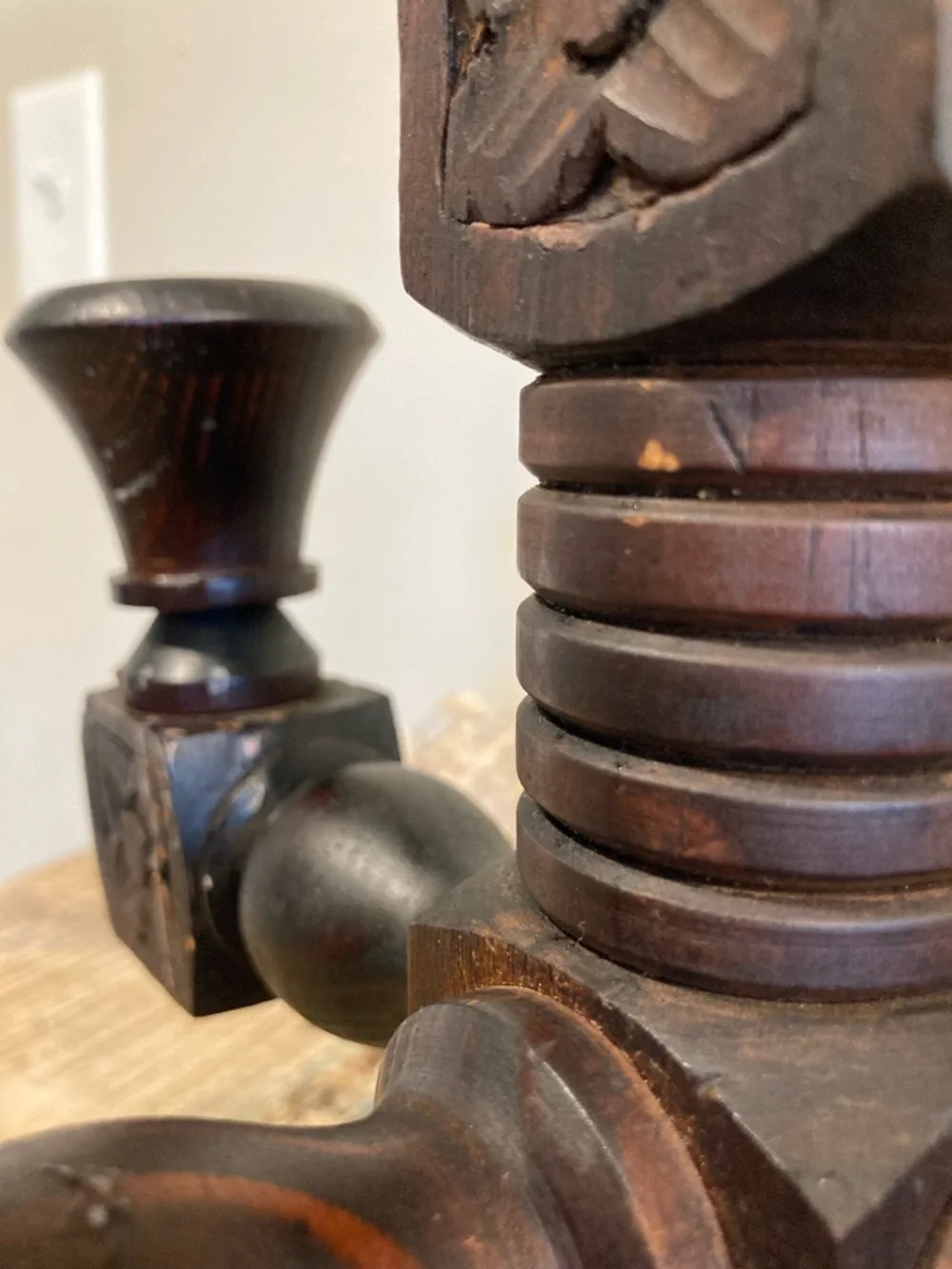 Spanish Revival Gothic Wood Candelabra 5 Candle 13” Rustic Decor - Picture 9 of 16